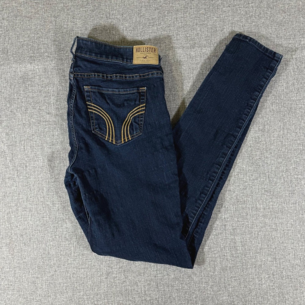 Hollister Skinny Jeans Womens 9L Dark Wash Indigo Denim Low Rise Y2K Indie Jeans